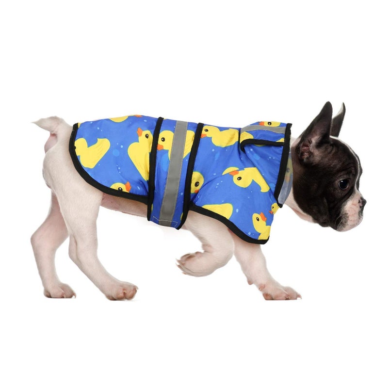 HDE Dog Raincoat Jacket Reflective Adjustable Hooded Pet Poncho Rain Coat with Leash Hole for Small to X-Large Dogs Rubber Ducks - M - Image 1